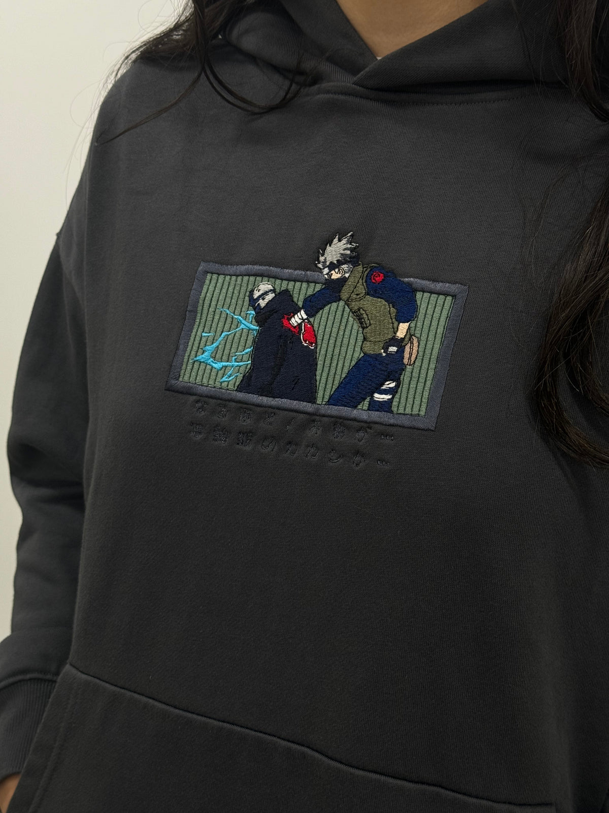 Kakashi vs Kakuzu embroidered dark gray hoodie by HINOISHI