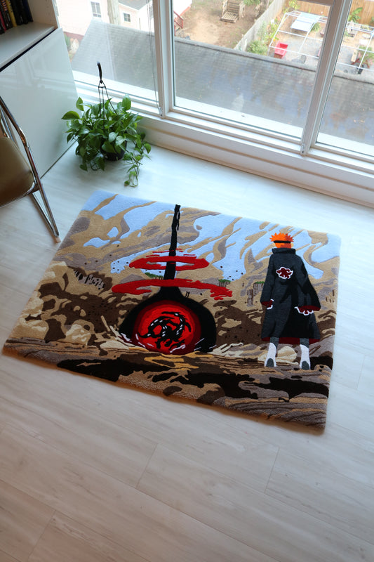 Pain vs Naruto Five-Tails battle anime rug by HINOISHI